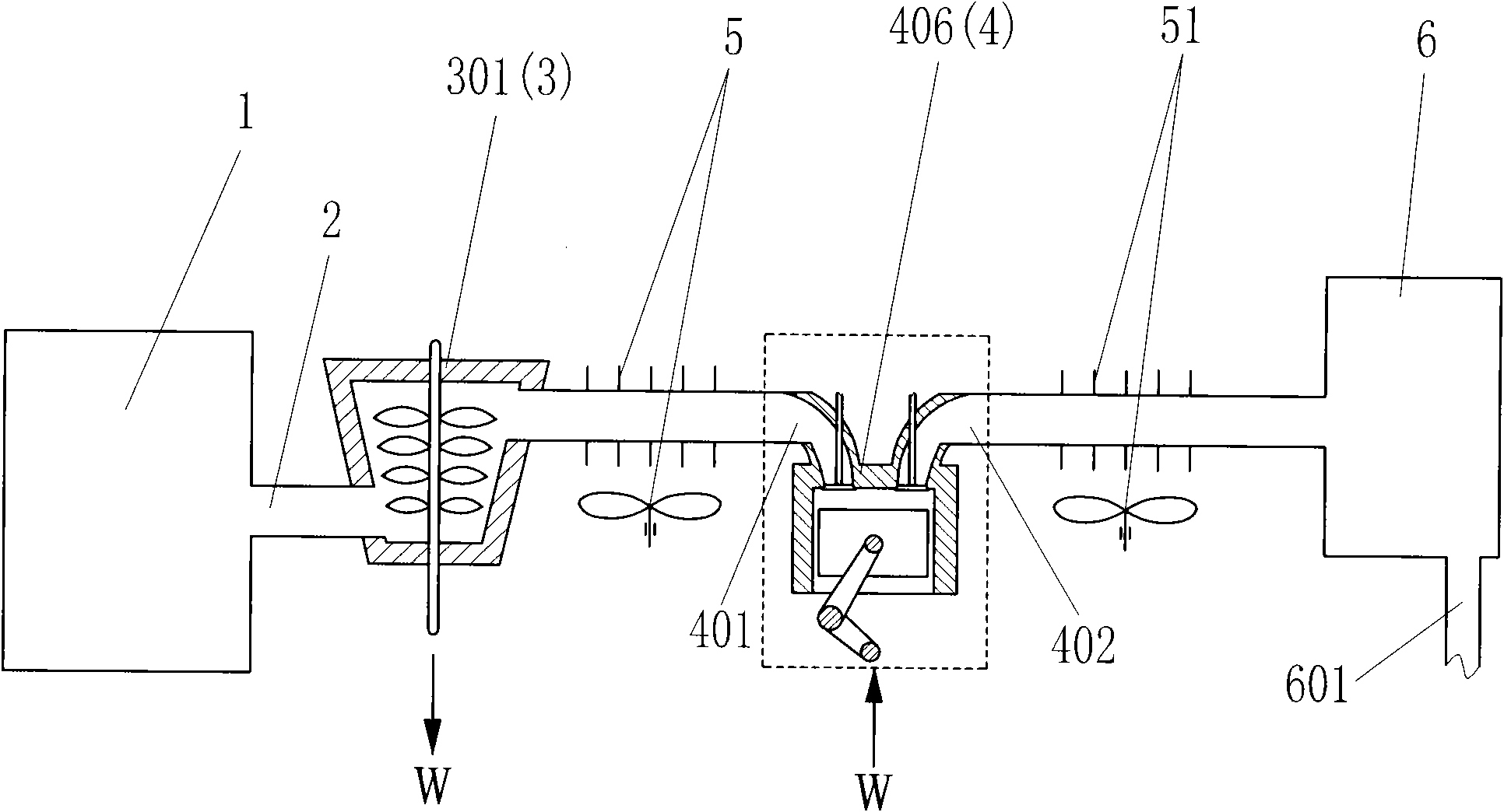 Compression type exhaust gas self cooling system