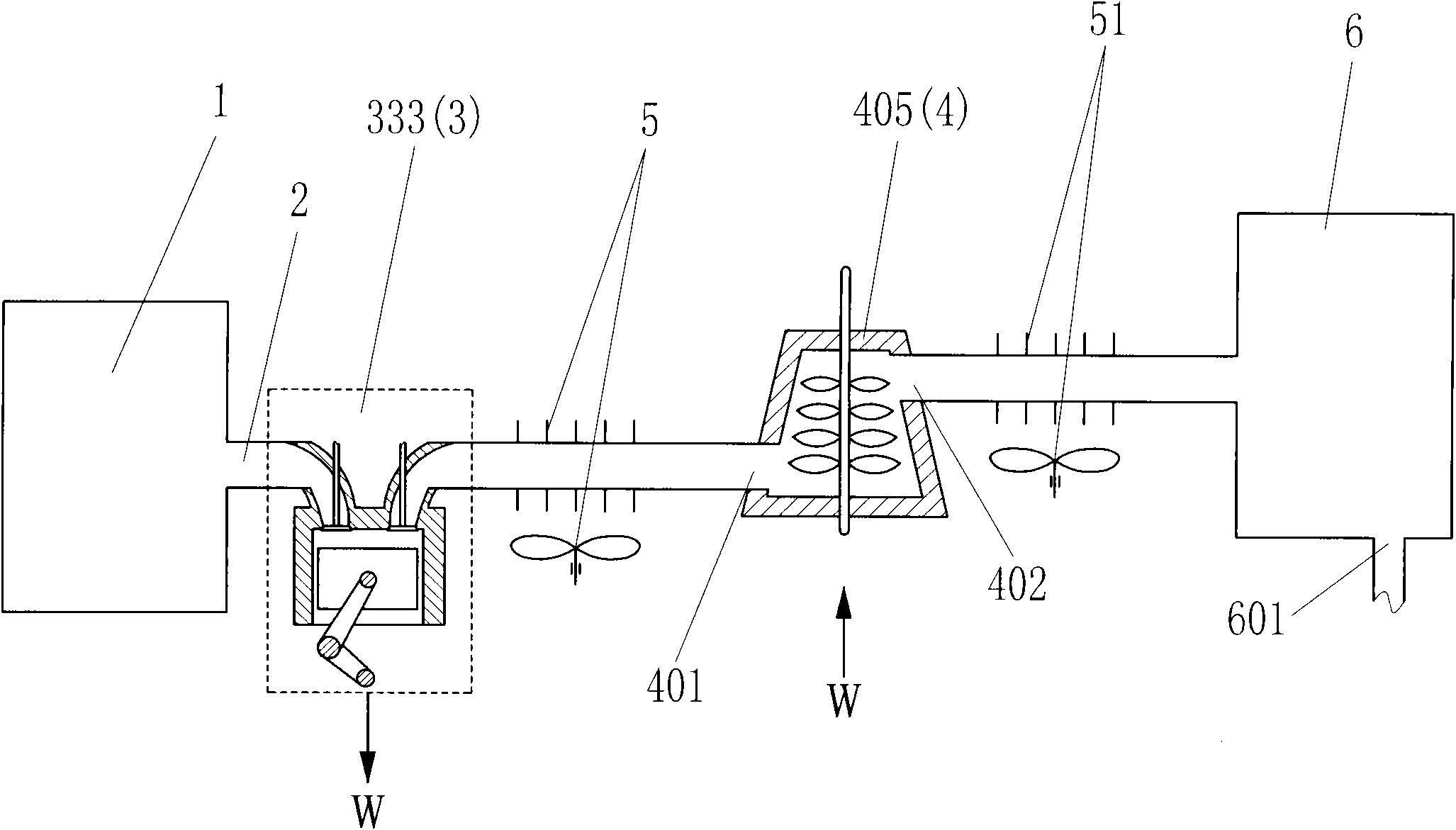 Compression type exhaust gas self cooling system