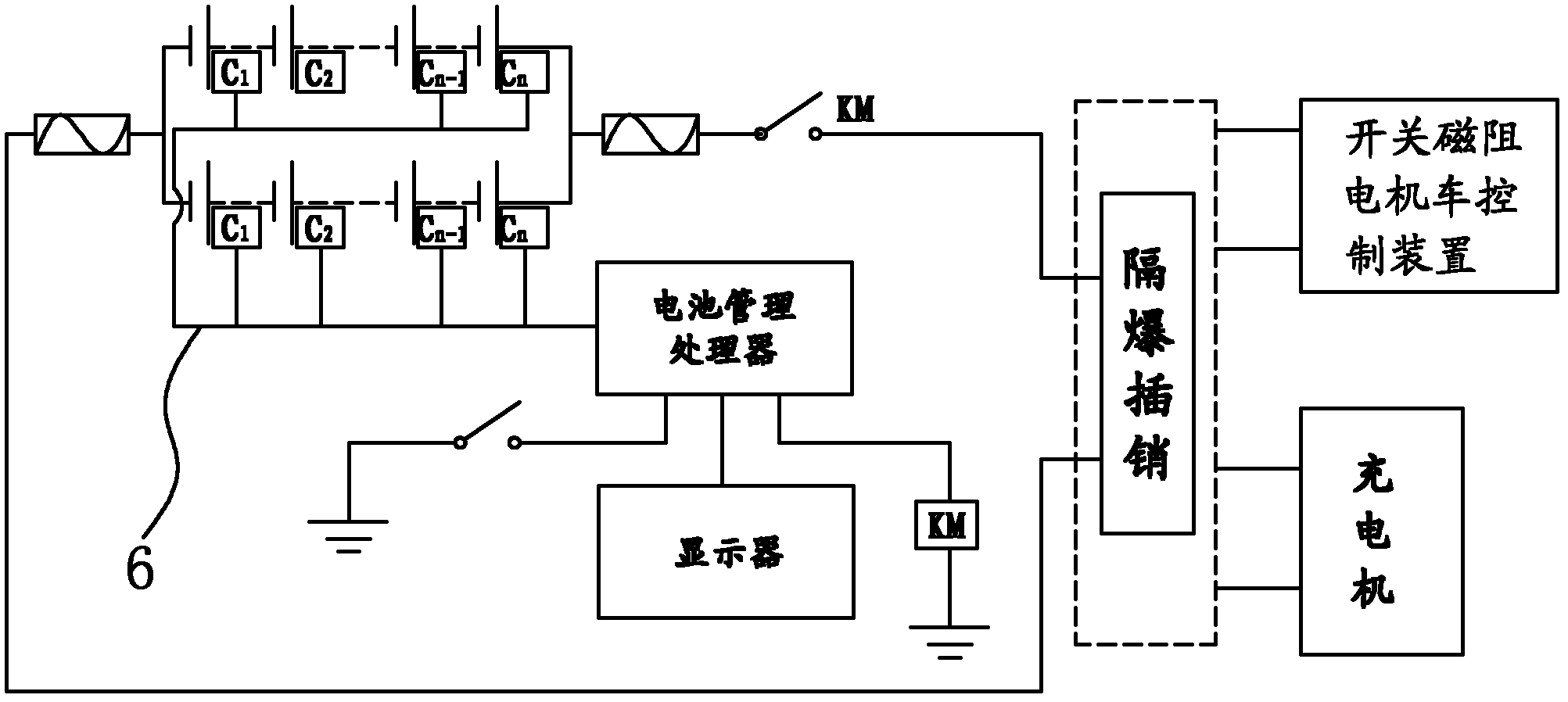 Control system for novel mining lithium iron phosphate switched reluctance electric locomotive