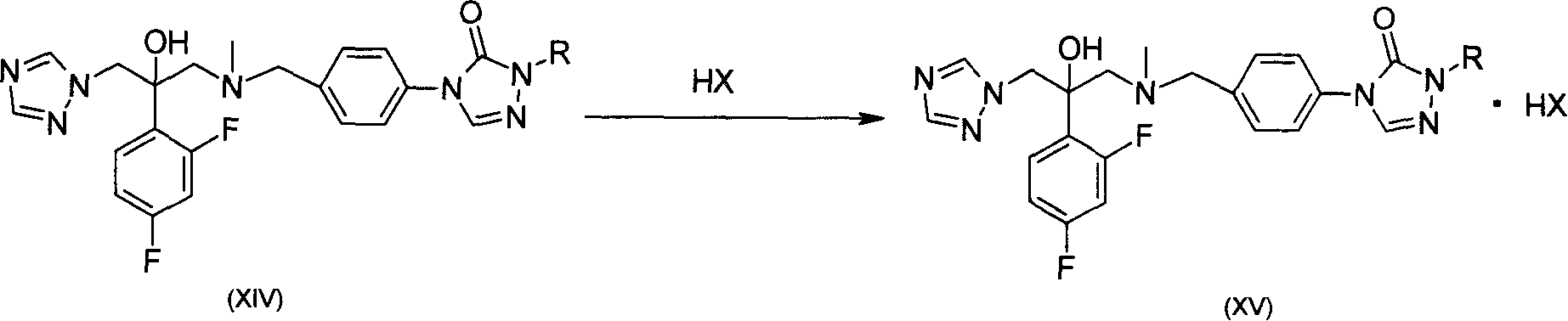 Substituted triazolone benzyl amine triazole antifungal compounds and method for preparing same