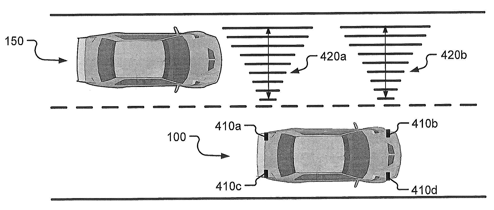 Vehicle turn signaling apparatus that projects a low divergence line onto an adjacent driving lane