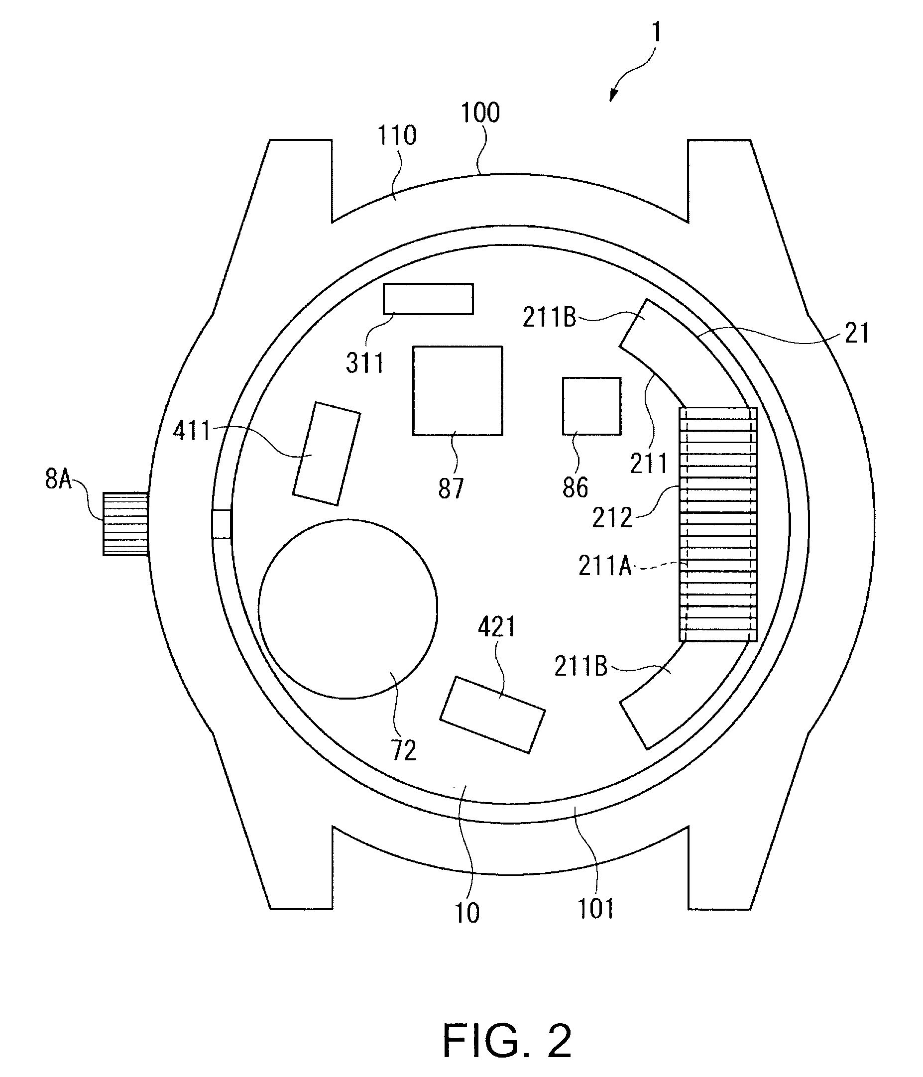 Electronic timepiece with internal antenna