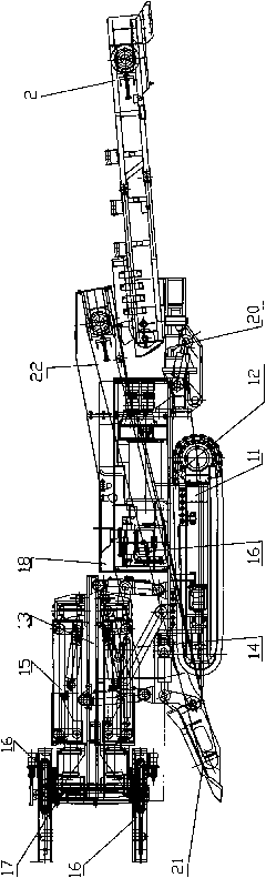 Coal mining process of drilling, loading, conveying and anchoring integral machine