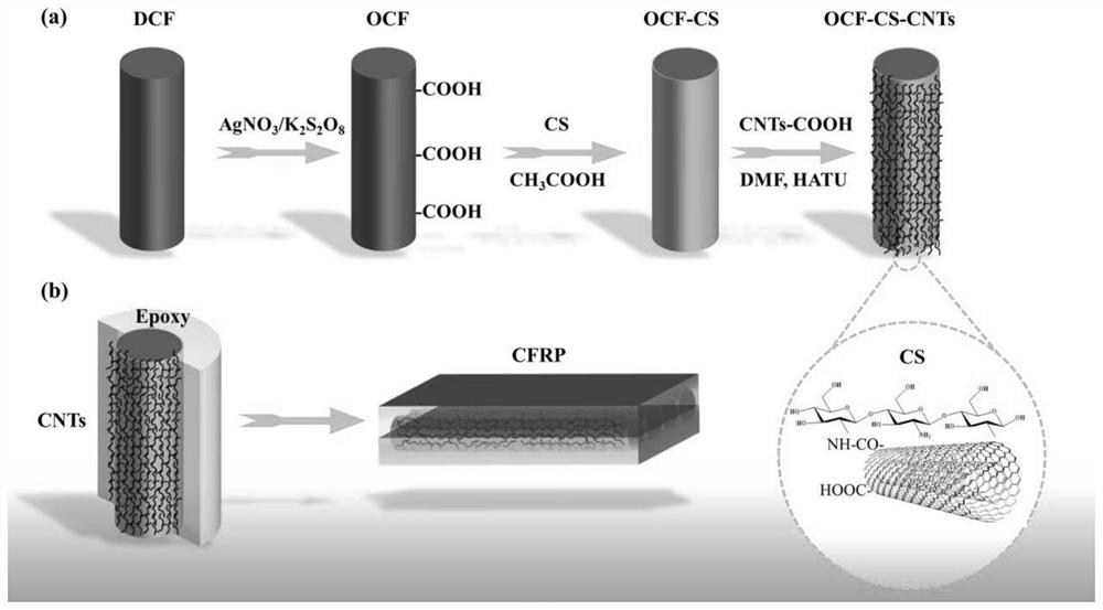 Modified carbon fiber reinforced polymer matrix composite material