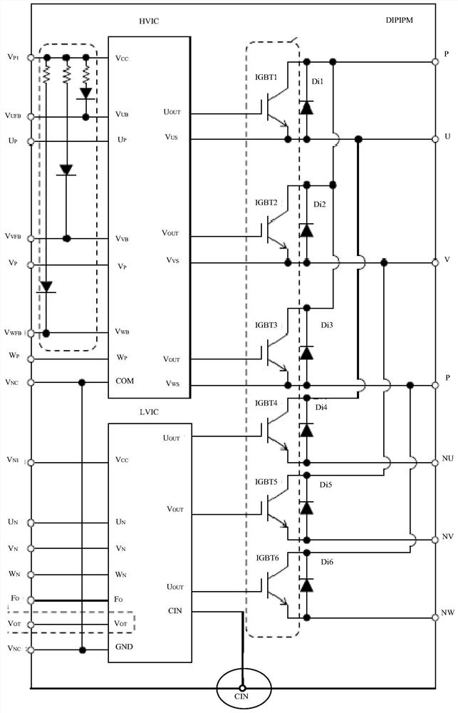 A protection circuit, an upper bridge driver chip and an ipm module