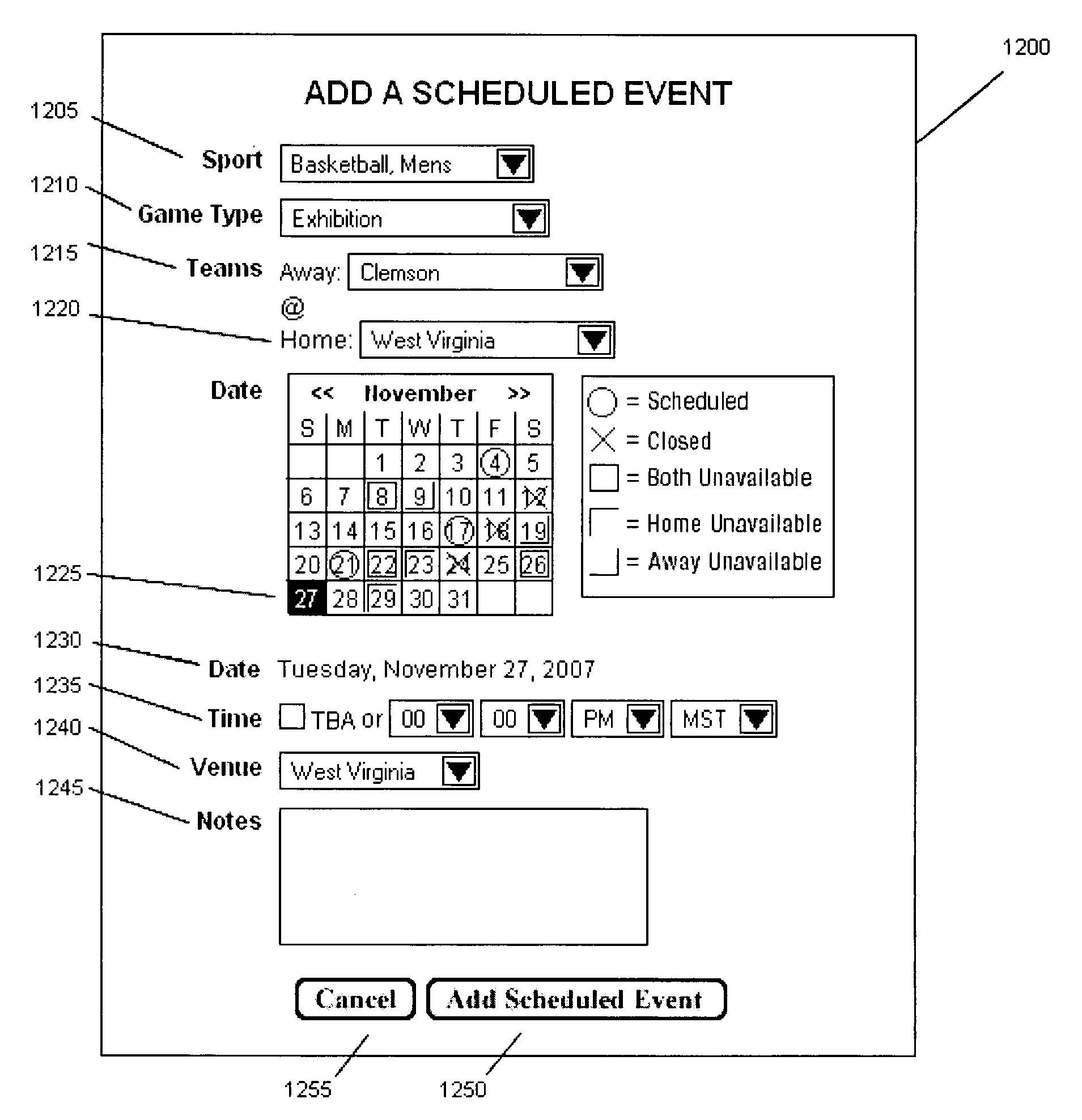 System and method for web-based sports event scheduling