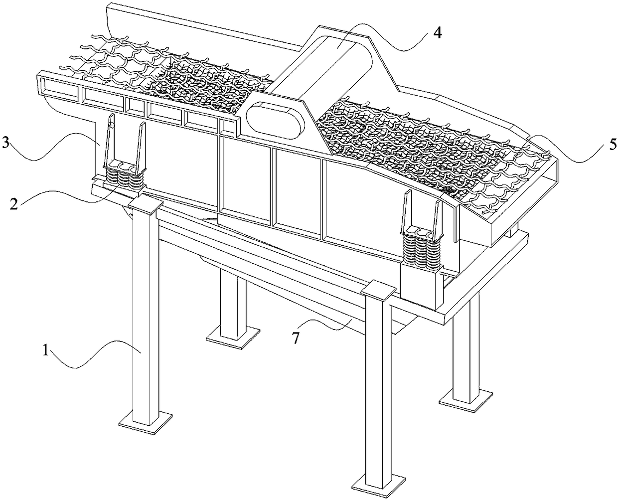 Horizontal vibration screen of steel slag and triple screening method