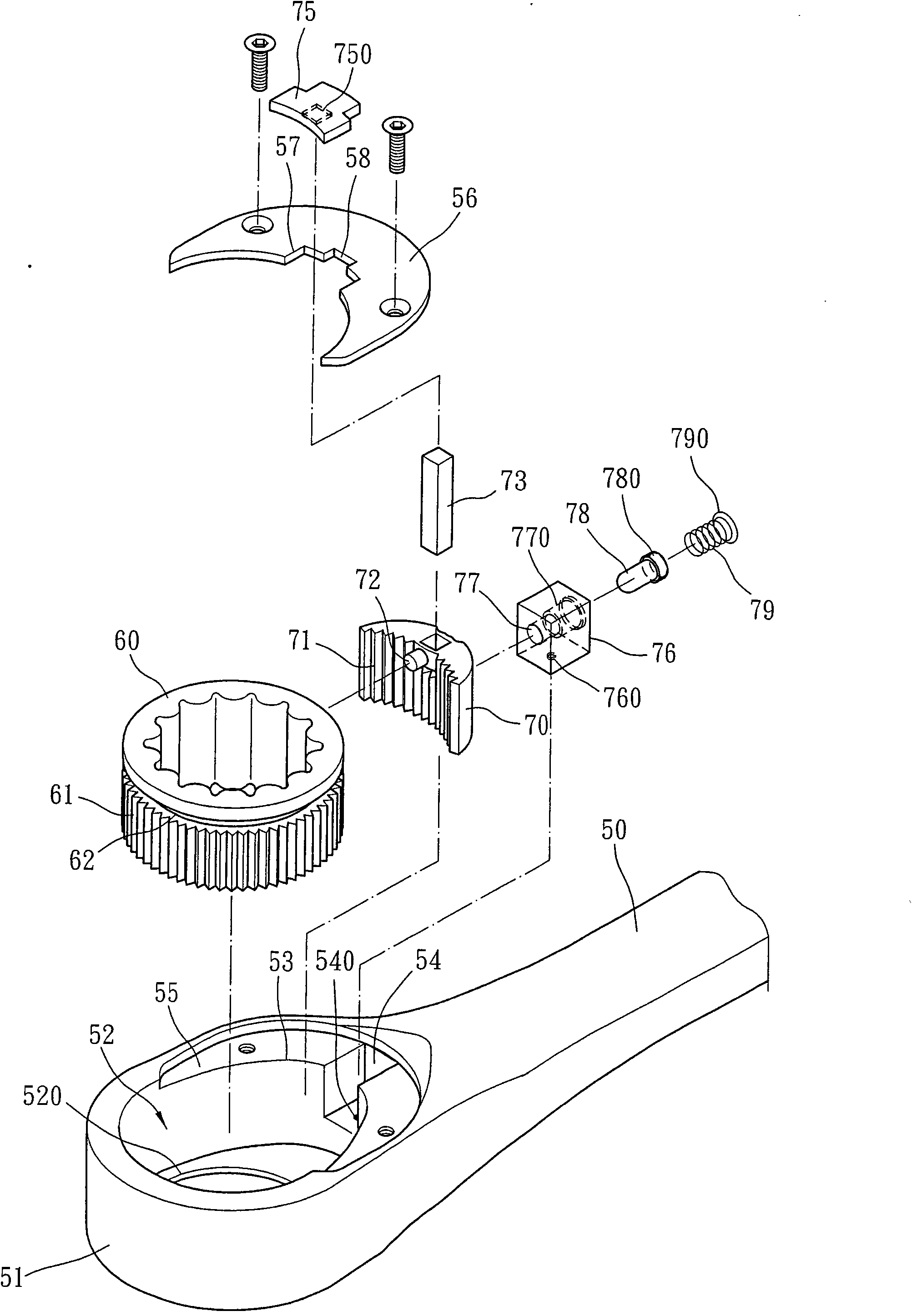 Replacement structure of ratchet wrench