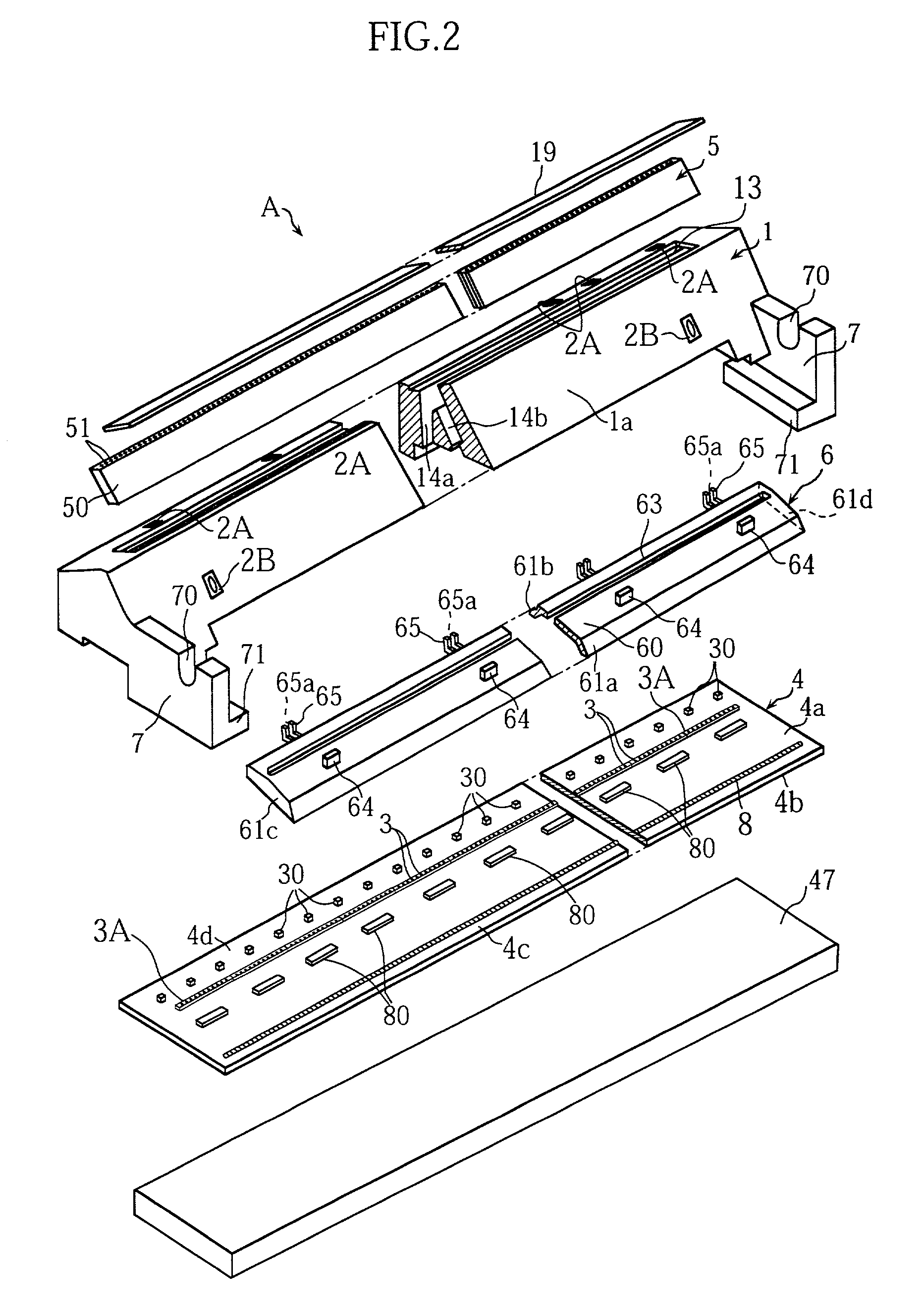 Integral image readin/writing head, image processor provided with this, image reading head and print head