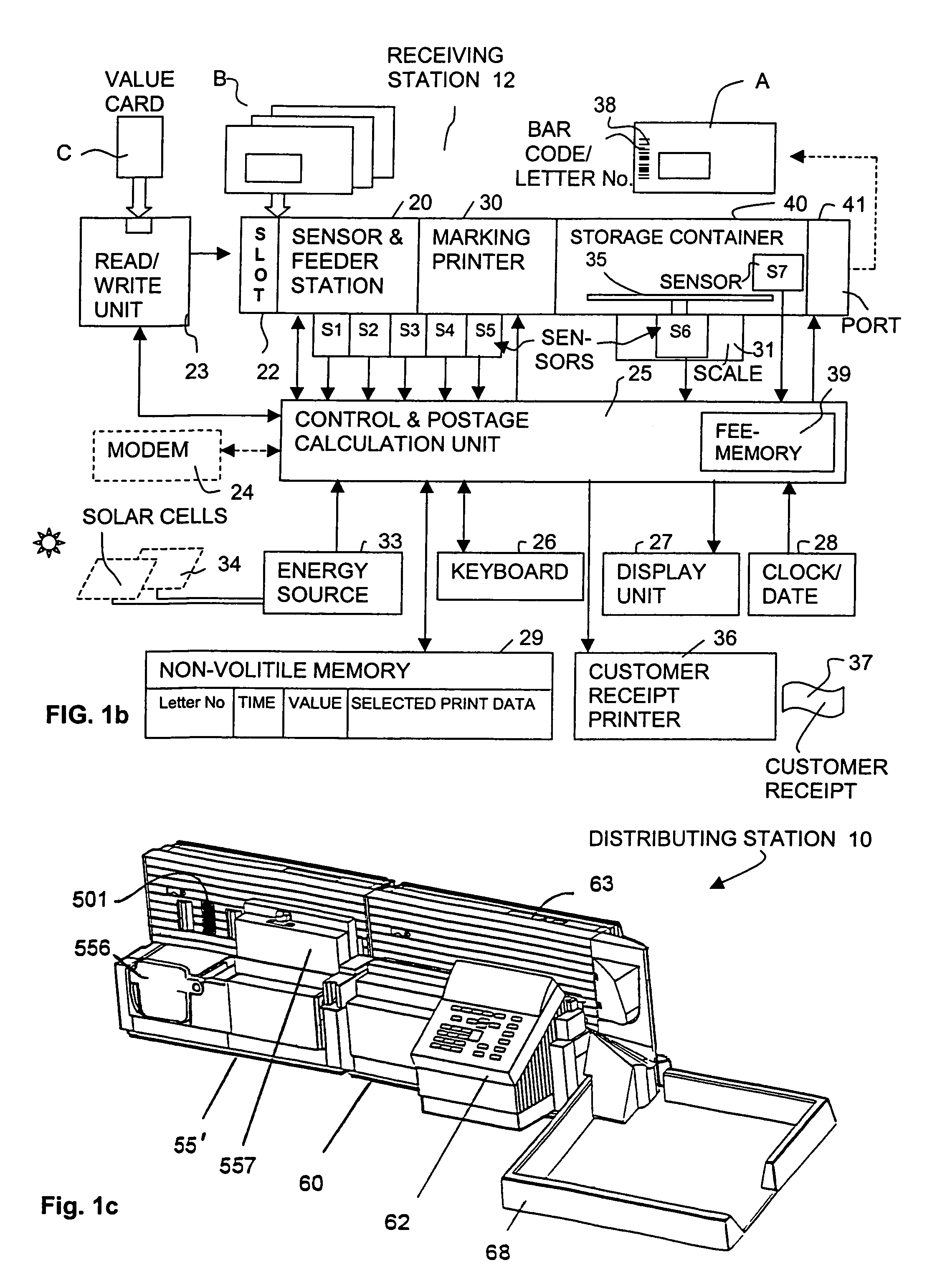 Method for processing postal matter and postal matter processing system