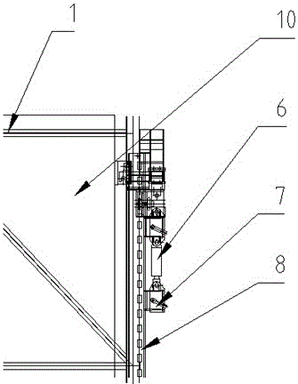 Hanger device for self-elevating steel tower installation and steel tower construction method