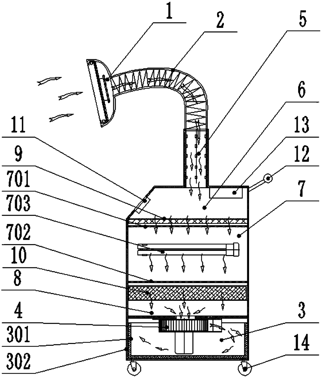 Multi-pass sterilizing chamber