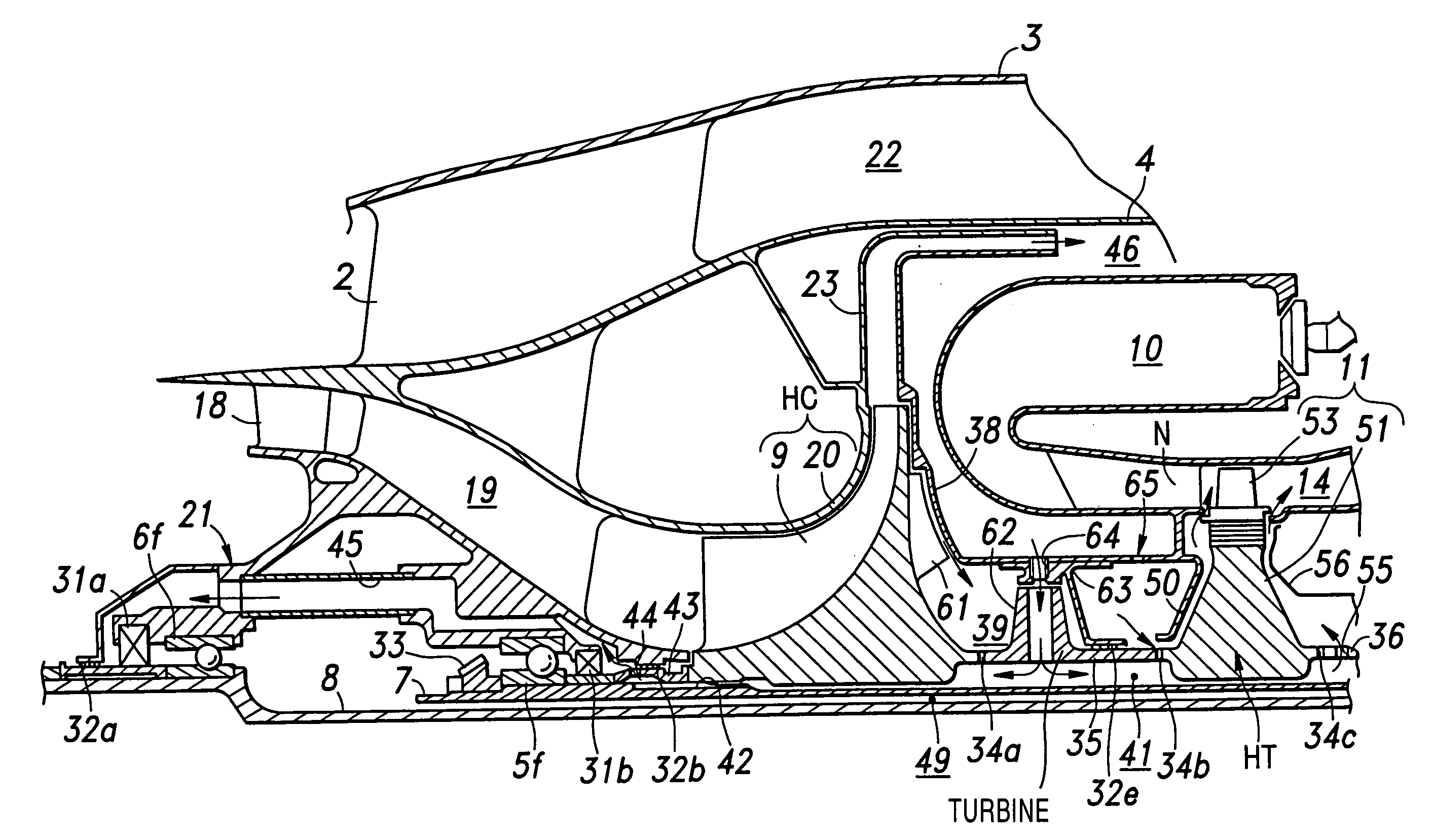 Device for supplying secondary air in a gas turbine engine