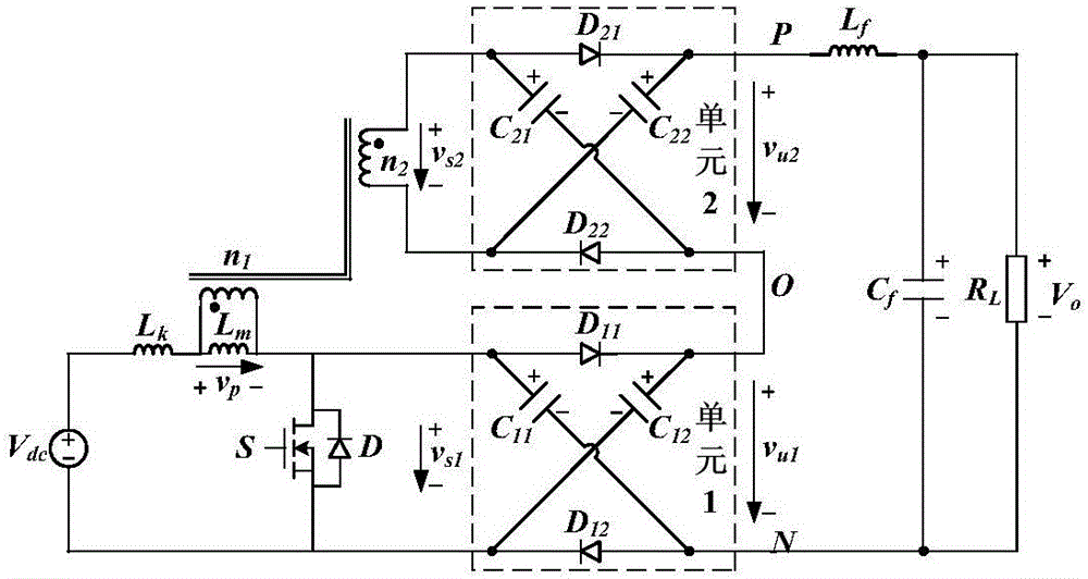 Multi-unit diode capacitor network and coupling inductor high-gain DC converter