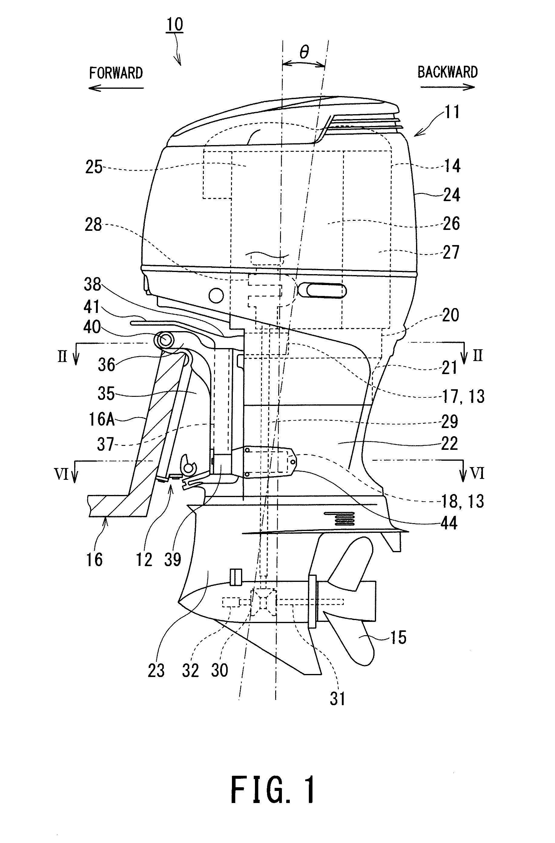 Mount device for outboard motor