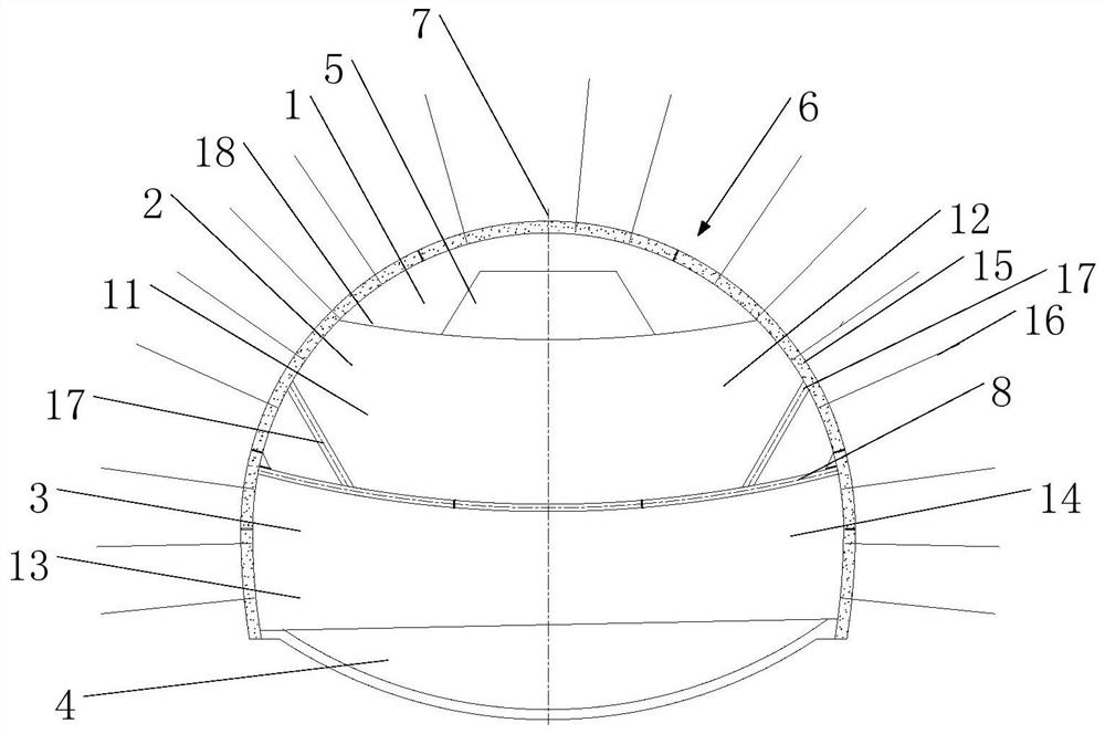 Construction structure and method of core soil reserved for micro-steps in shallow-buried bias-pressure tunnels under phyllite geology