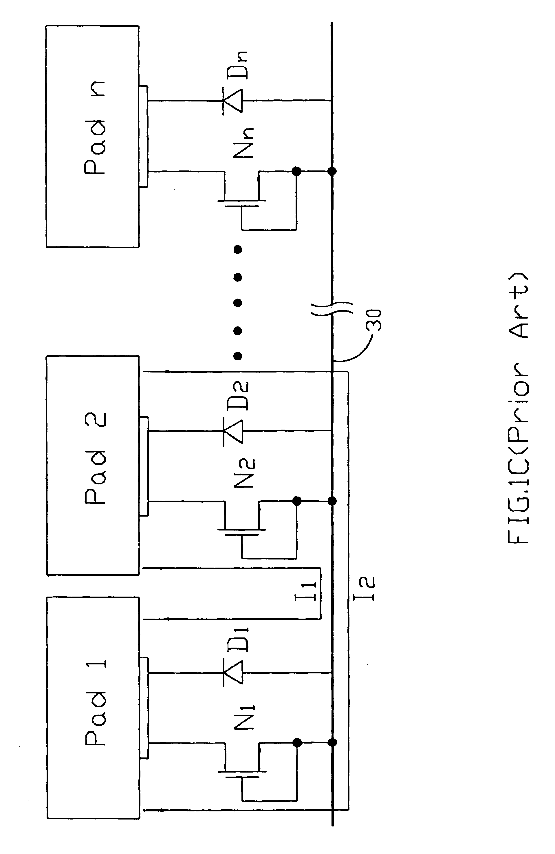 Electrostatic discharge protective circuitry equipped with a common discharge line