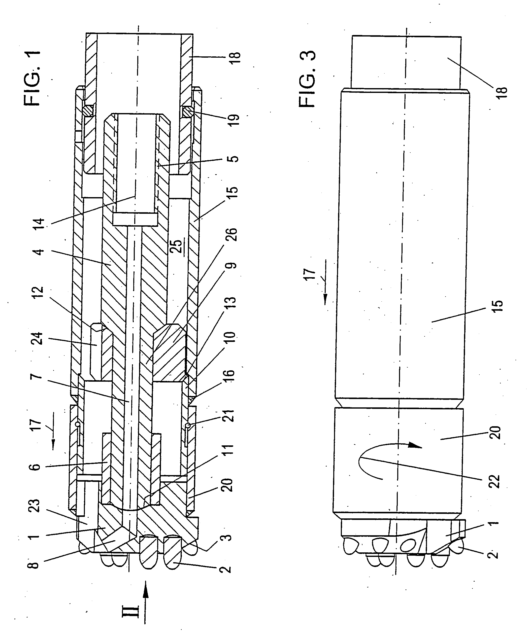 Method and device for the drilling of holes in ground or rocky material