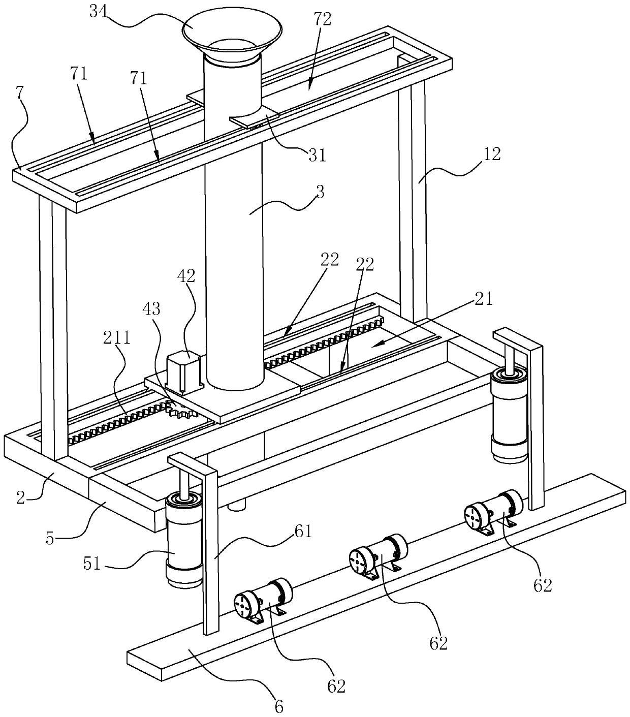 Cement laying device for mountainous road with flat laying function