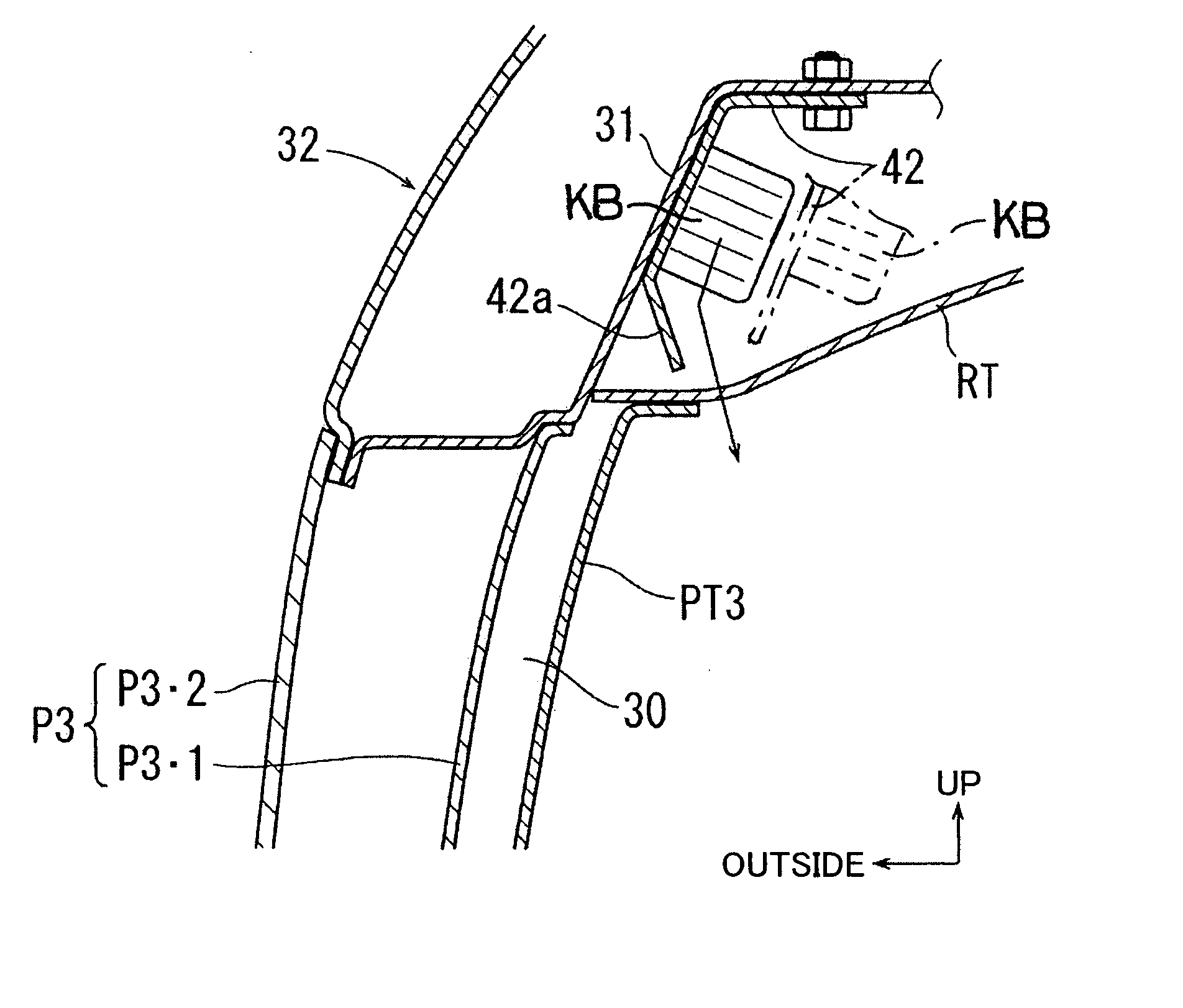 Rear structure of vehicle provided with curtain air bag apparatus