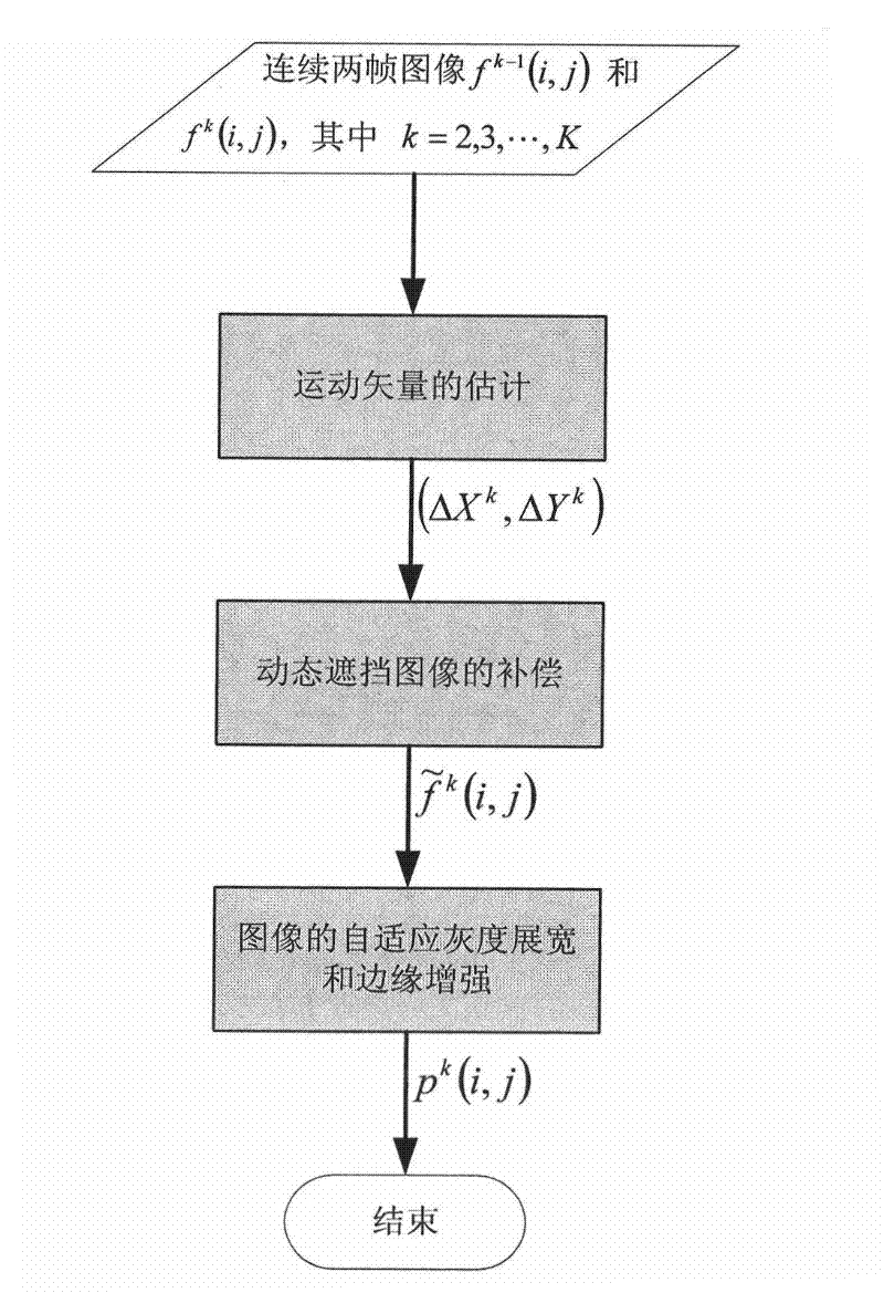 Method for compensating and enhancing dynamic shielded image in real time