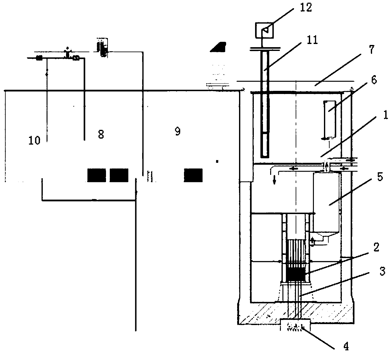 Deep well type atmospheric pressure heat supply nuclear reactor