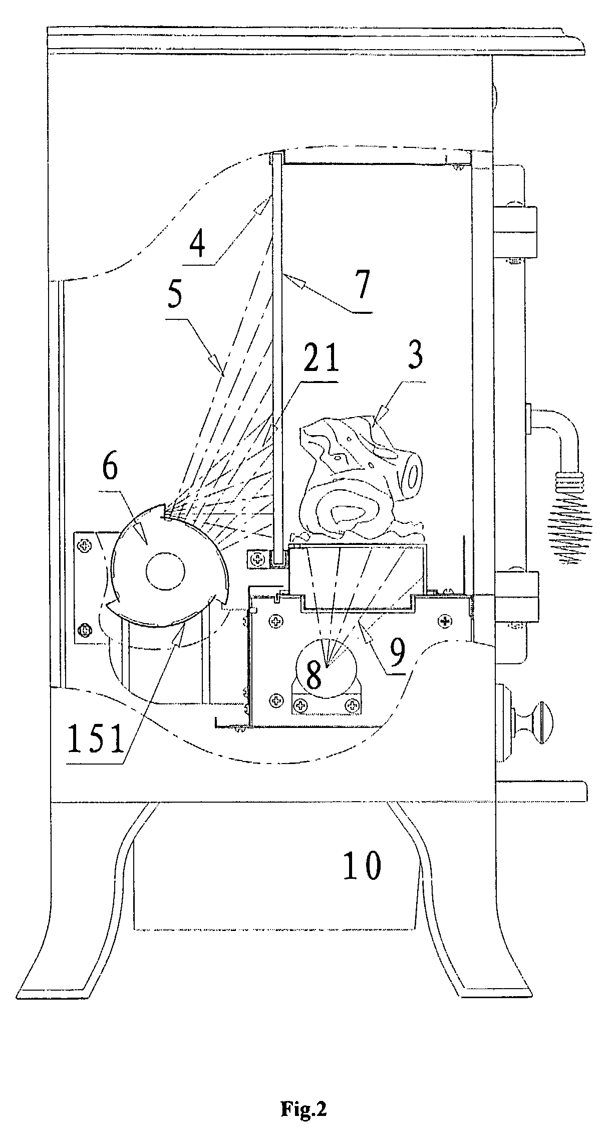 Electric fireplace having a fire simulating assembly