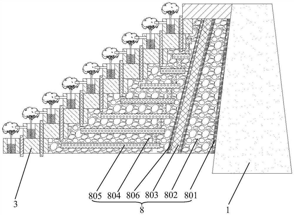 Self-embedded landscape retaining wall