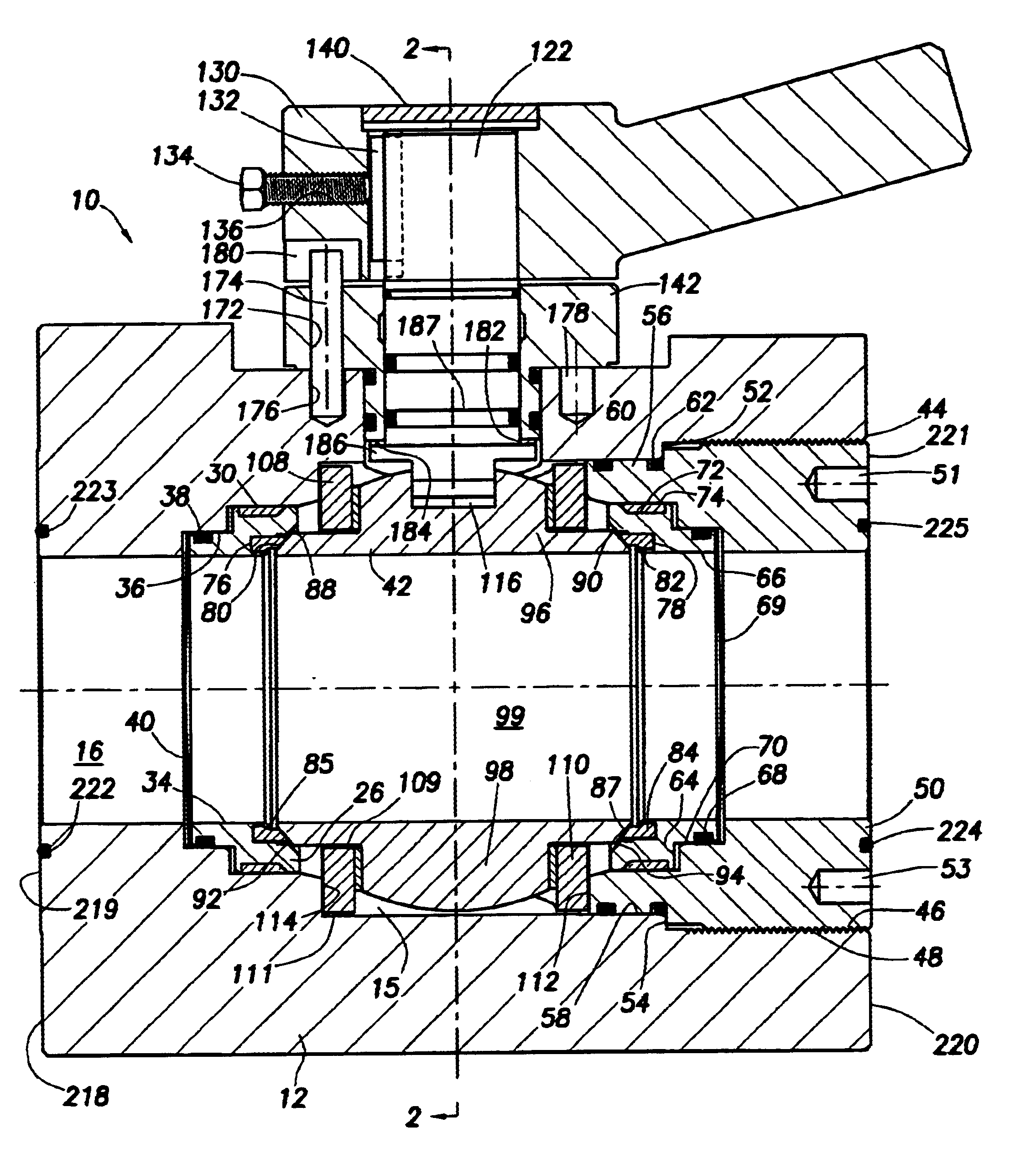 Compact manifold trunnion ball valve