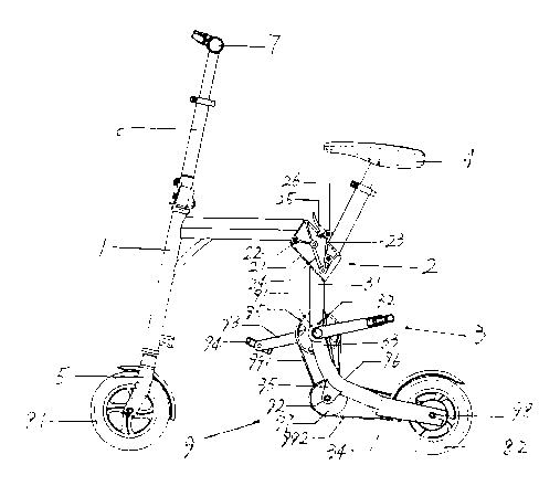 Fast folding push-traveling type portable bicycle