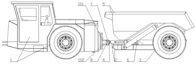 Novel underground mine transporting truck