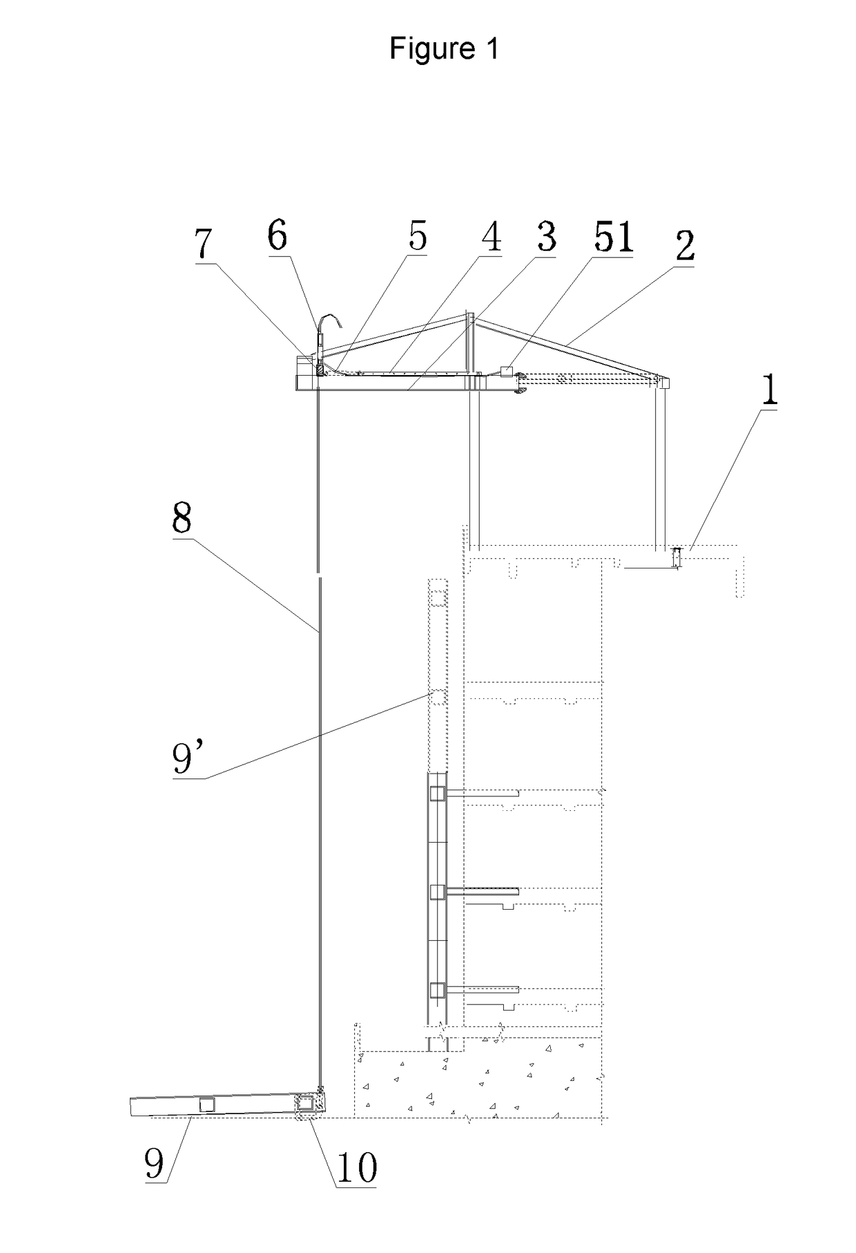 Apparatus and method for lifting and sliding a structure attached to the wall