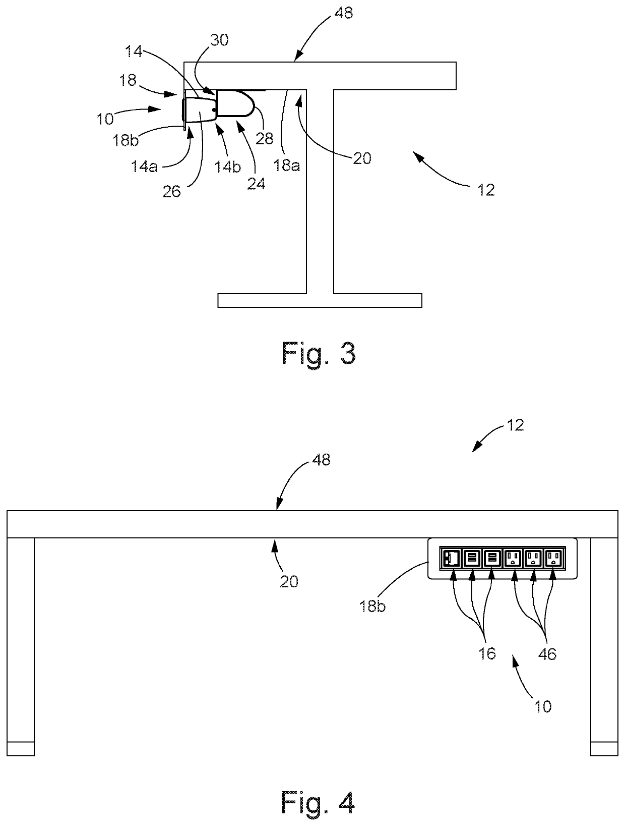 Furniture-mounted charging station