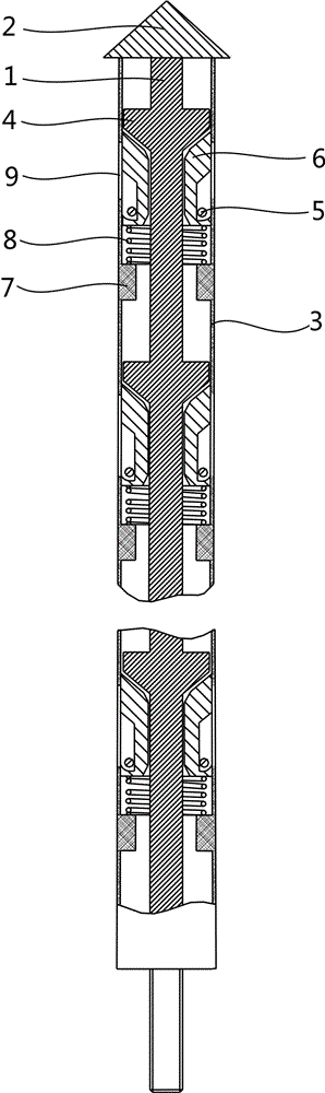 Multistage sectional grouting-free self-expansion type anchoring rod