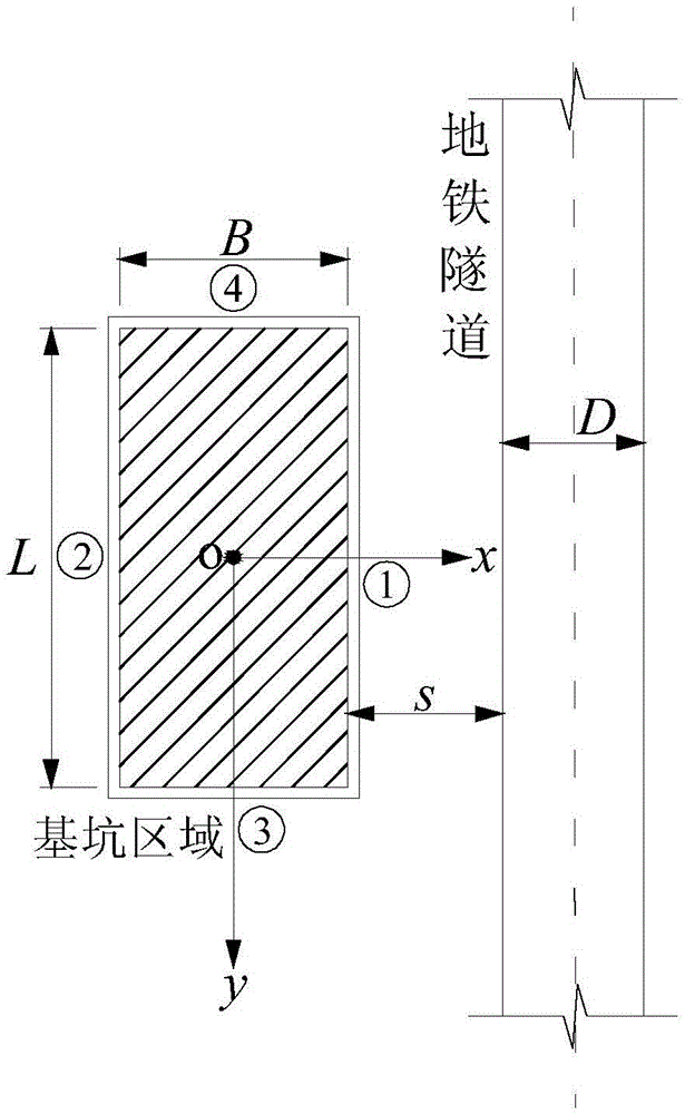 Method for caculating displacement of nearby existing subway tunnel due to foundation pit excavation