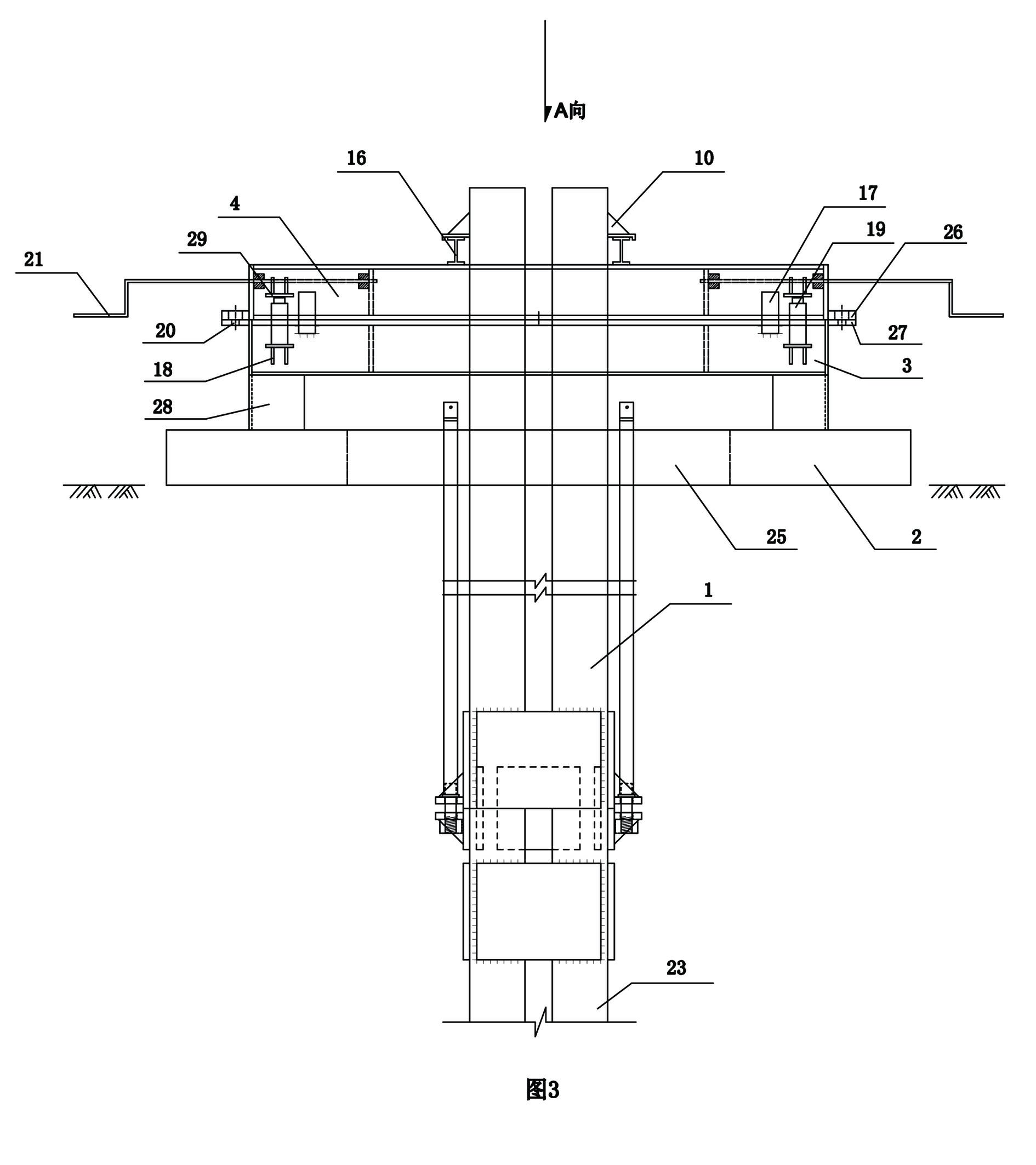 Abutting joint device of steel lattice column, and construction method of same