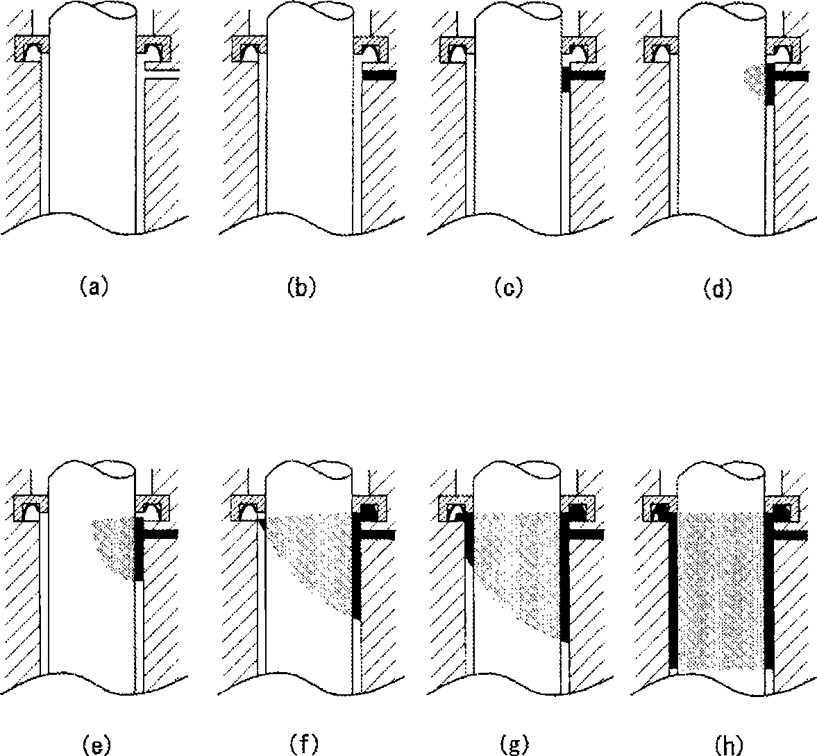 Method and device for discharging liquid material