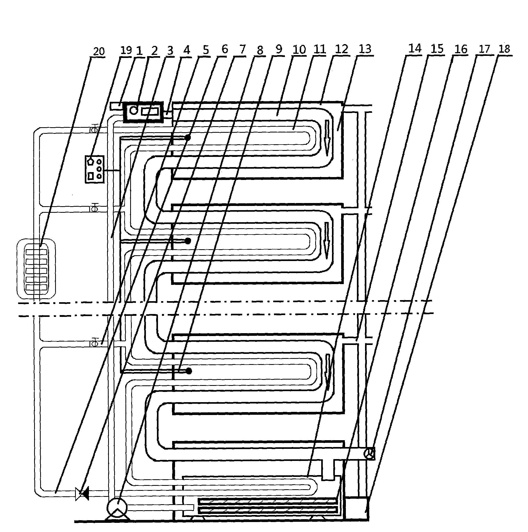 Reverse heating method of intermittent temperature zone at normal pressure and device thereof