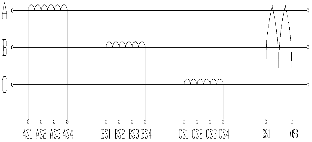 Outdoor three-phase integrated current transformer with stress cone and semiconductor transistor