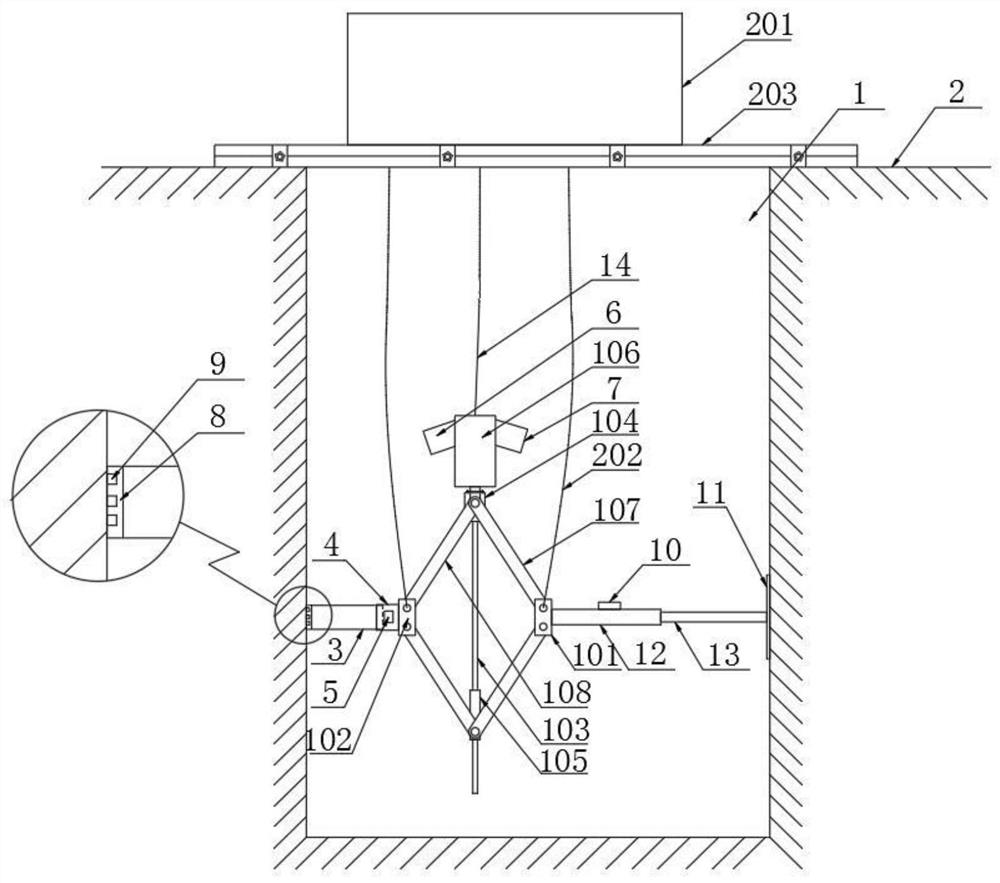 Soil sampling device suitable for vertical shaft and sampling method