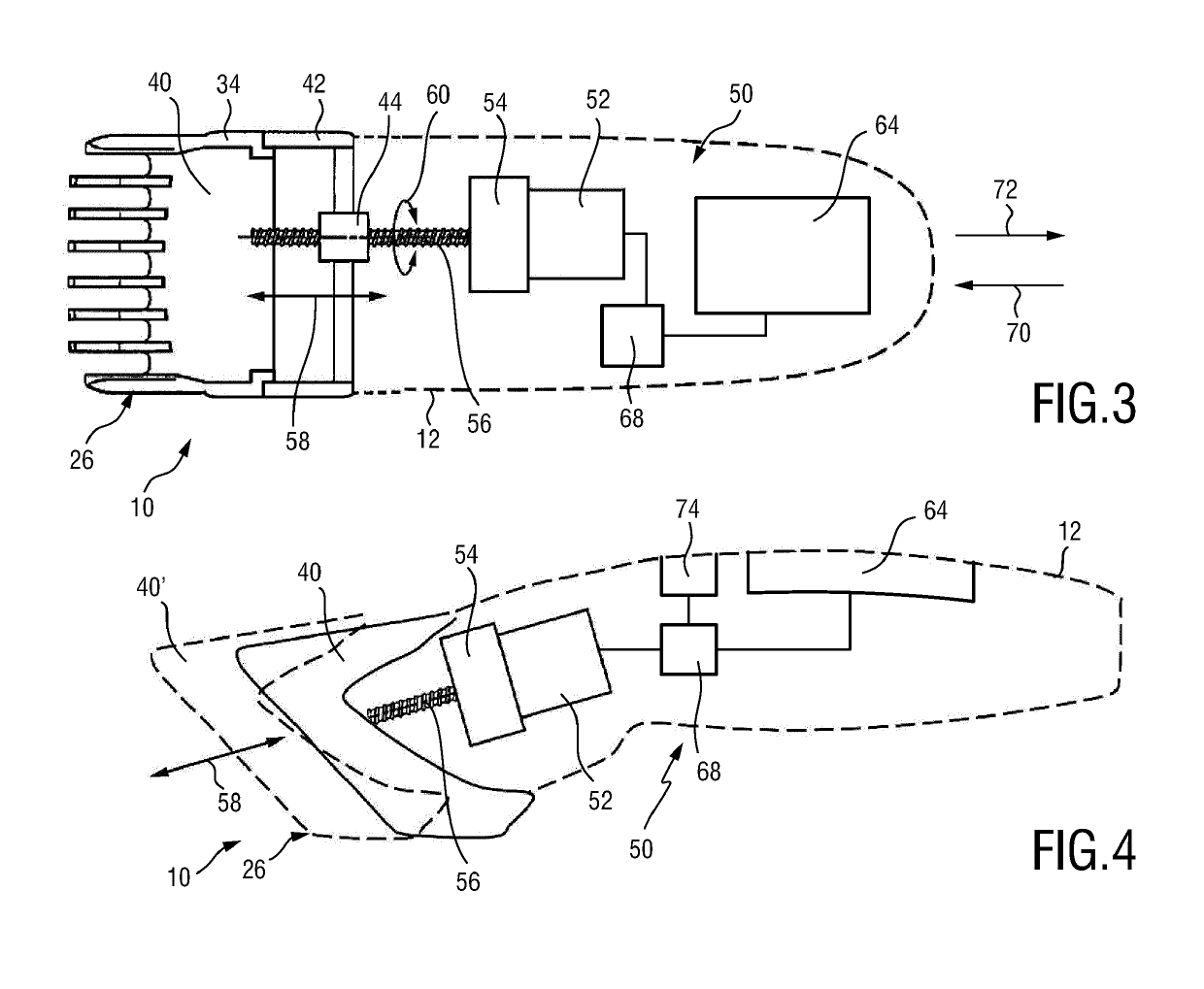 Adjustable spacing comb, adjustment drive and hair cutting appliance