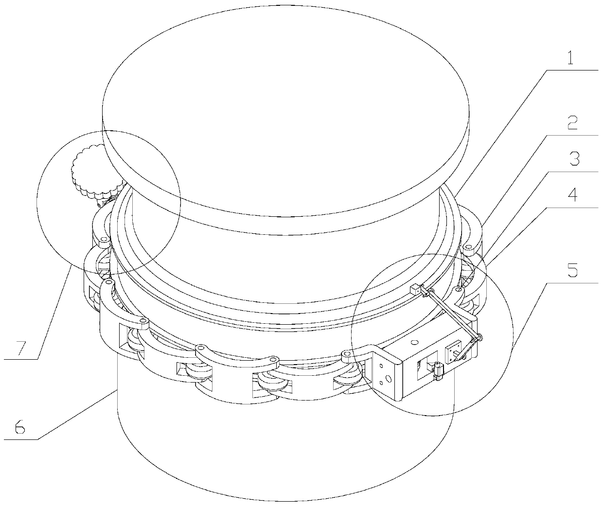 Scanning device for field detection of annular weld joint of GIS shell