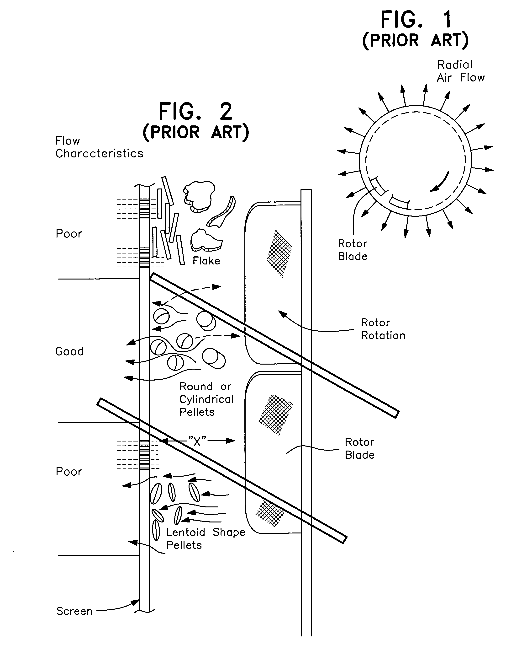 Centrifugal pellet dryer screen with integral embossed deflector strips