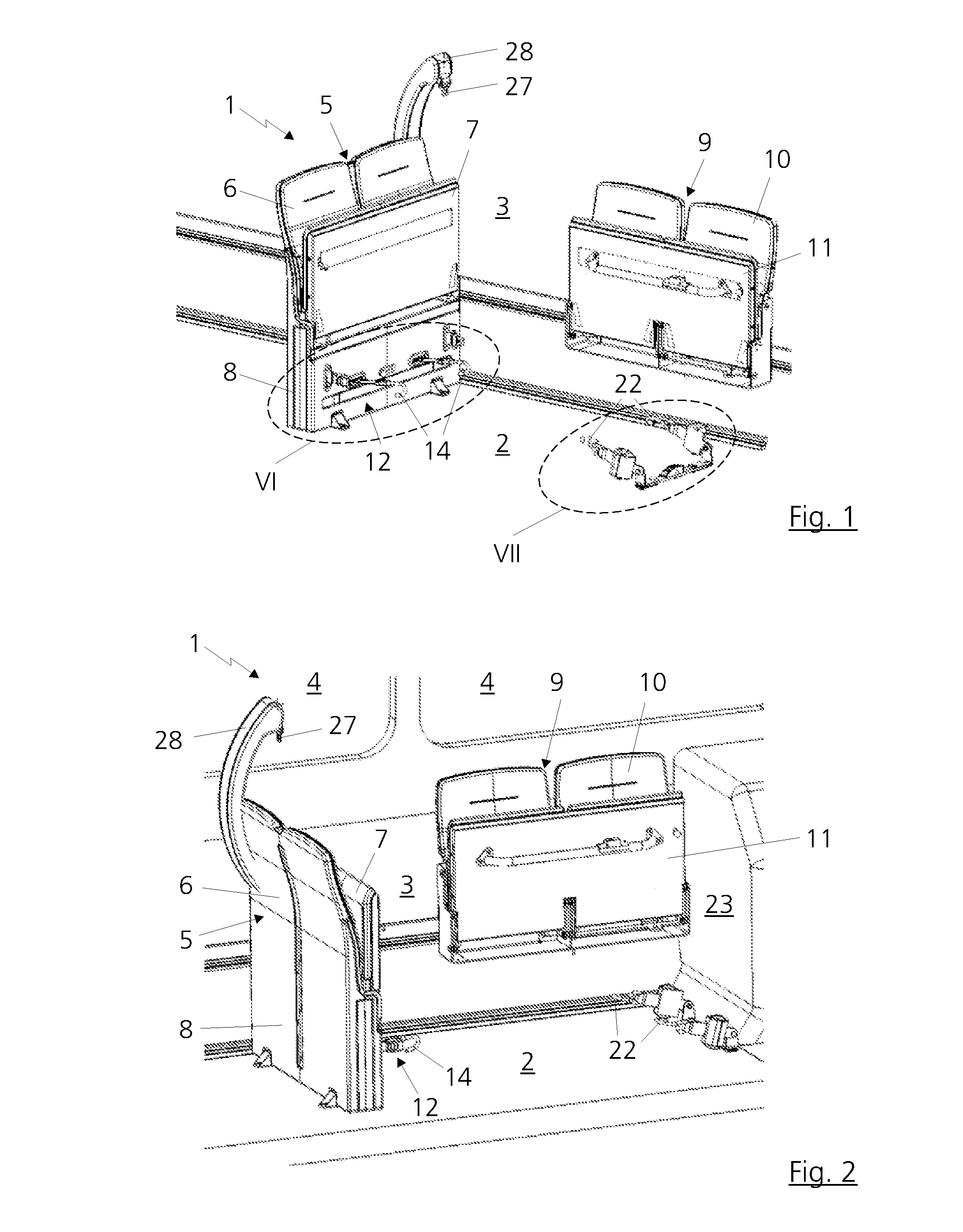 Double folding seat for a vehicle