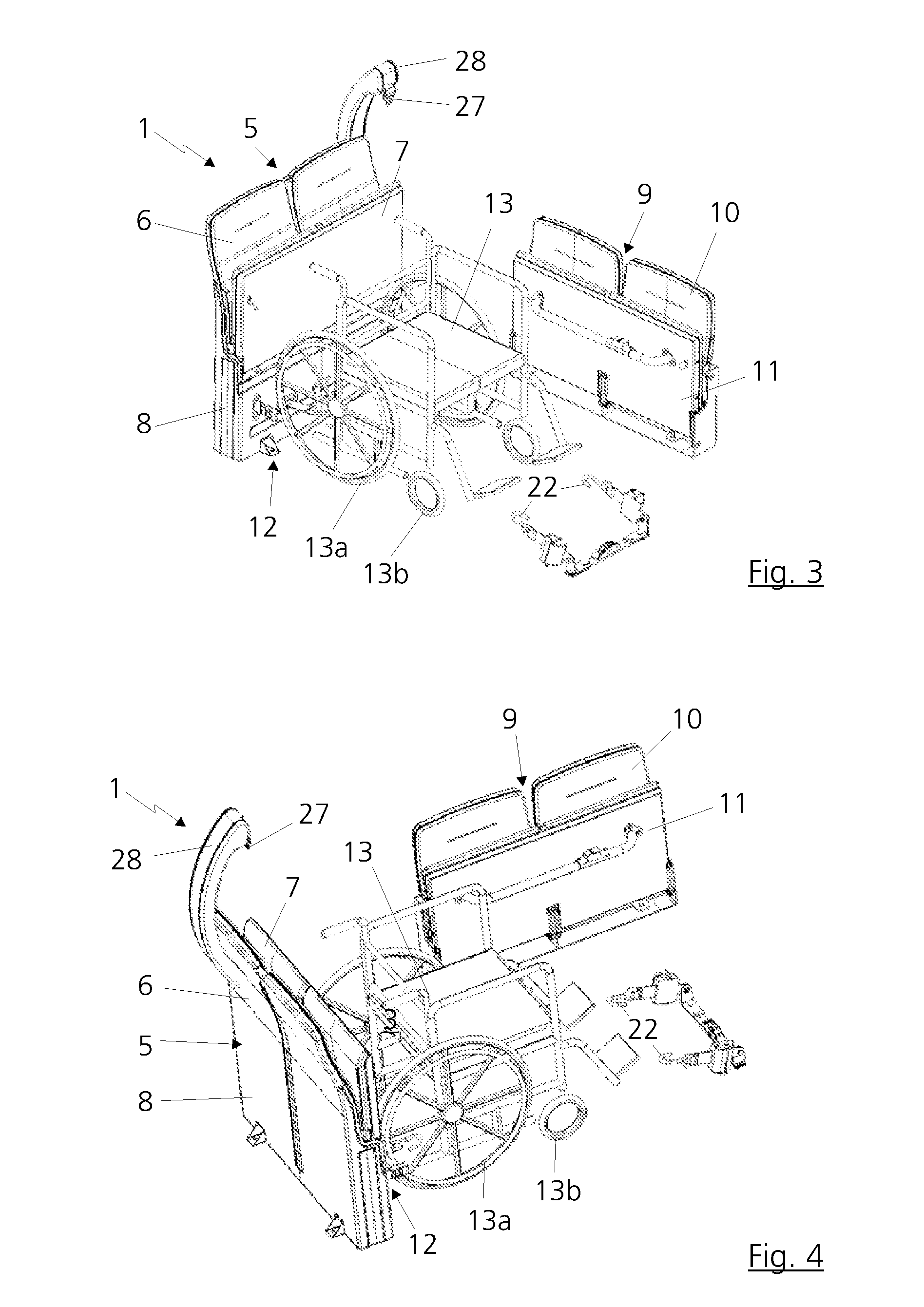 Double folding seat for a vehicle