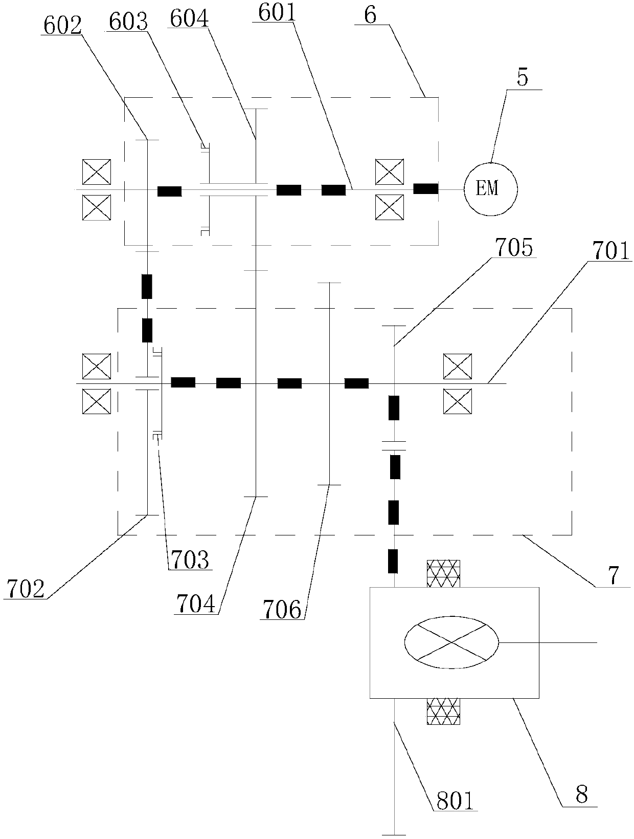 Two-shaft type two-gear electric car speed changer and electric car