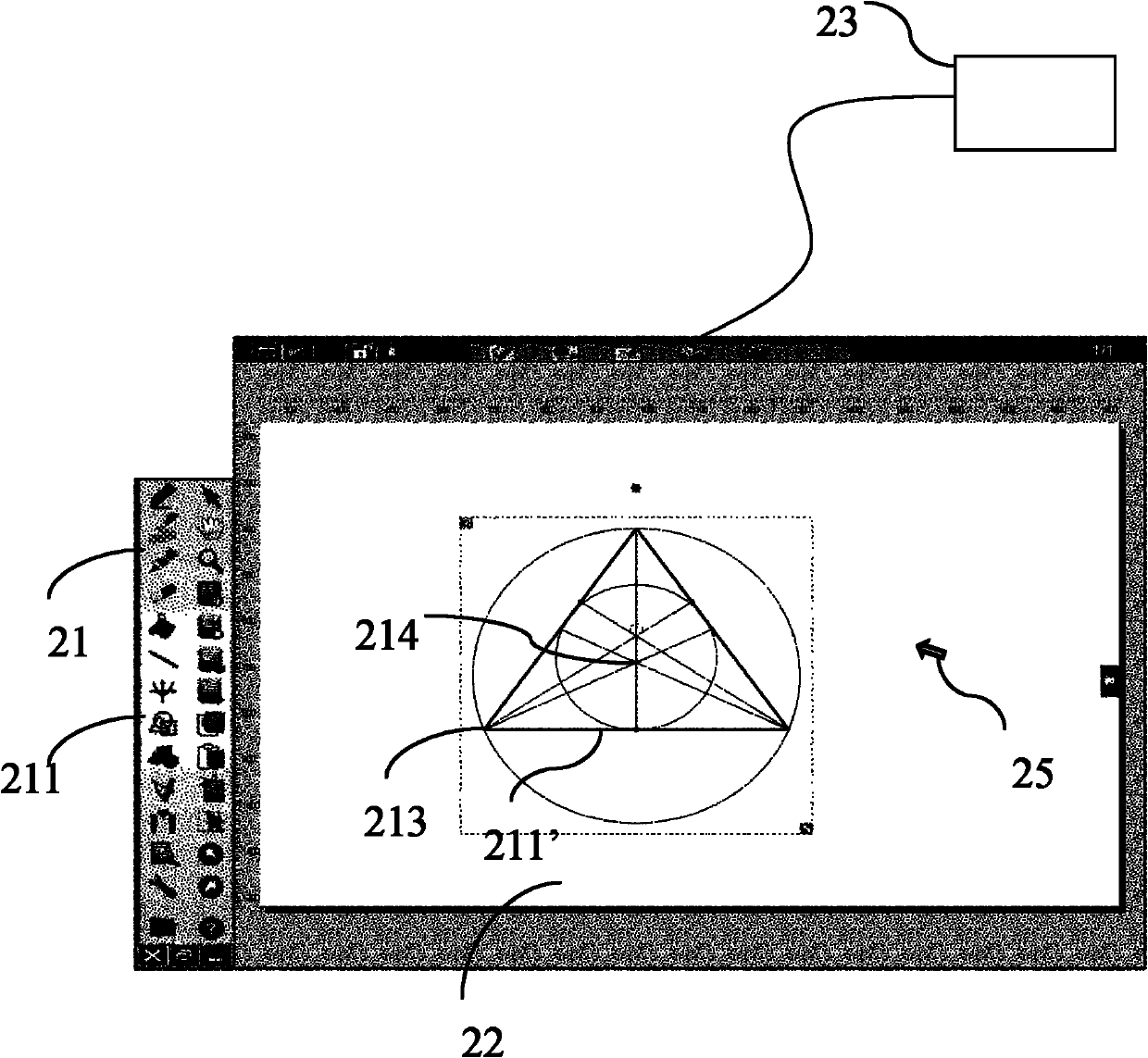 Method and device used for displaying geometrical characteristic of graph in electronic whiteboard