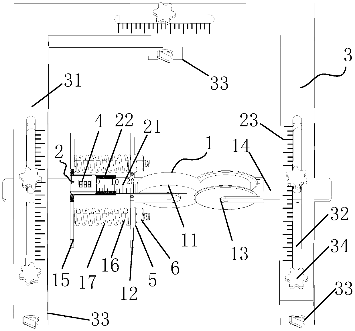 Online real-time measuring device for outer diameter of traction steel wire rope and measuring method for online real-time measuring device