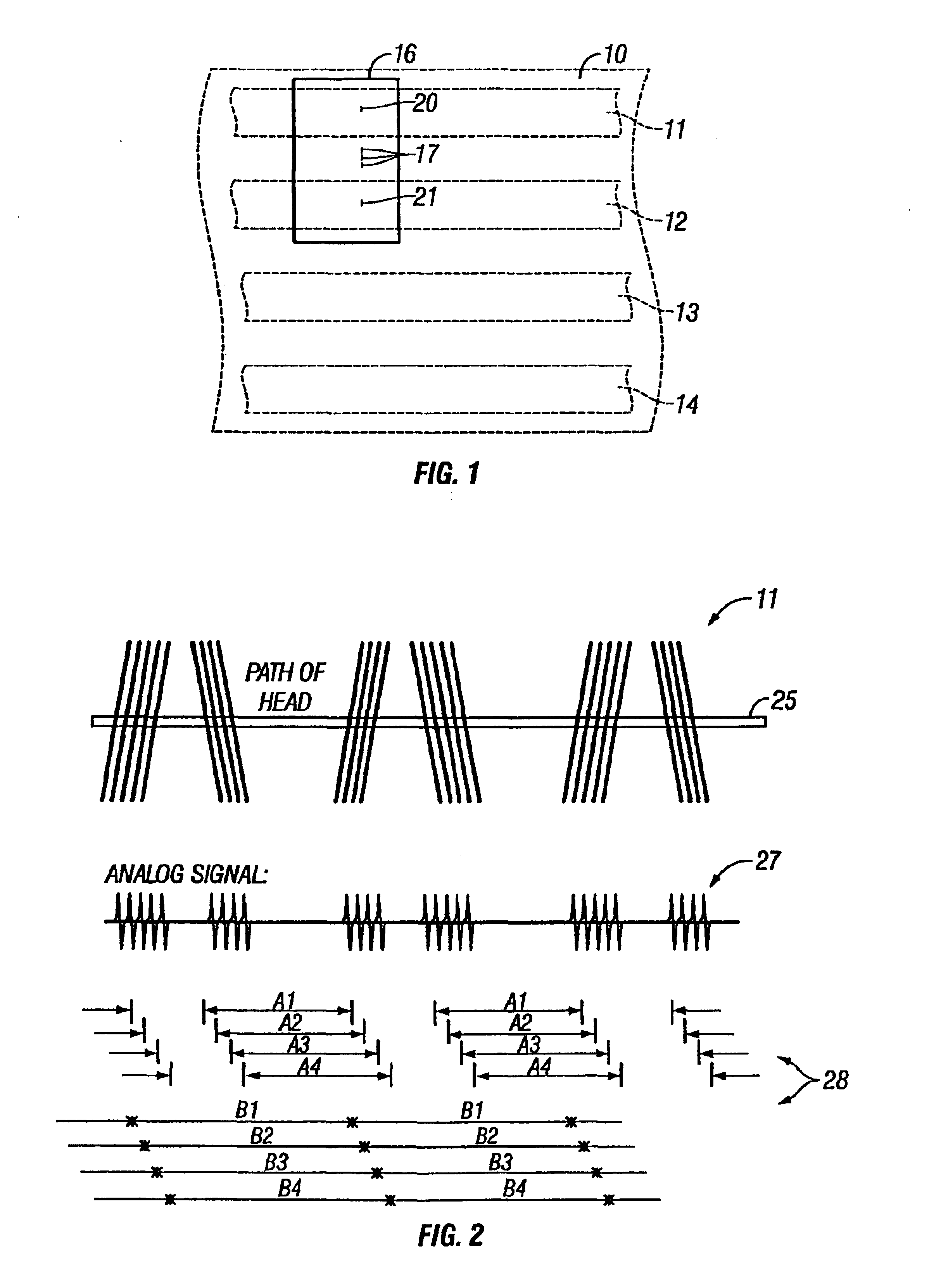 Tape servo information with superimposed data information providing servo band identification