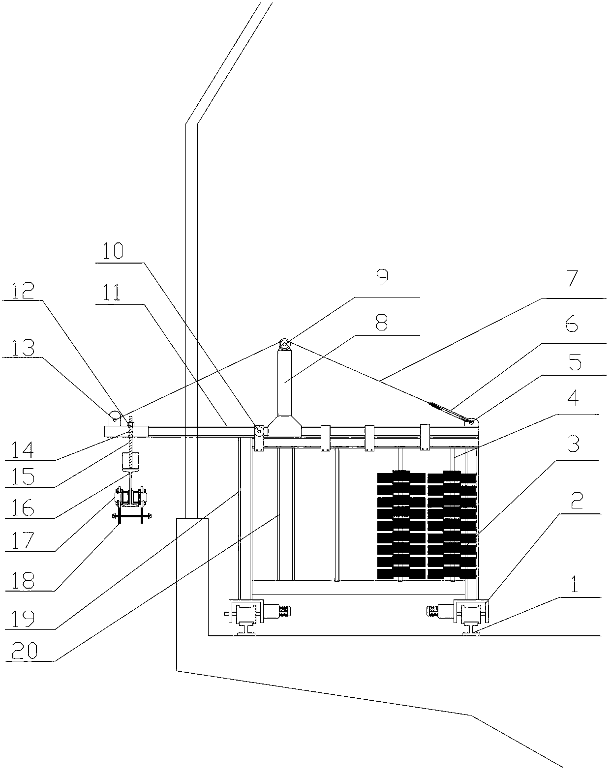 Bridge maintenance overhead working equipment lifting device